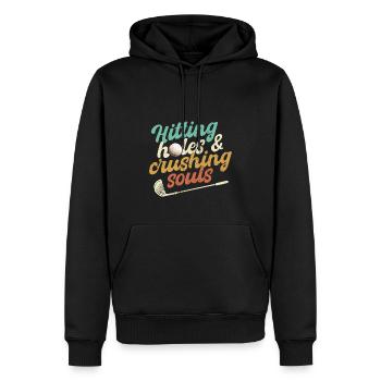 Löcher schlagen und Seelen zerquetschen Golf - Männer Premium Bio Hoodie - Schwarz - Vorne - Nico (187cm)