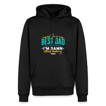 Meilleur papa Fathers Day Funny - Sweat à capuche Premium bio Homme - noir - Devant - Nico (187cm)