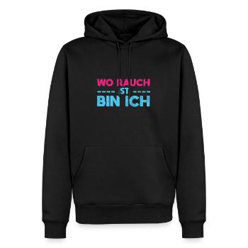 Wo Rauch Ist, Bin Ich - Männer Premium Bio Hoodie - Schwarz - Vorne - Nico (187cm)