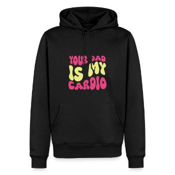 Ton père est mon cardio femmes Plaisanterie Sarcasme - Sweat à capuche Premium bio Homme - noir - Devant - Nico (187cm)