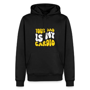 Dein Vater ist mein Cardio-Humor - Männer Premium Bio Hoodie - Schwarz - Vorne - Nico (187cm)
