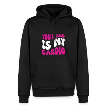Les femmes groovy plaisantent sur votre père est mon cardio - Sweat à capuche Premium bio Homme - noir - Devant - Nico (187cm)