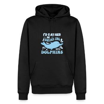 Je préfère nager avec les dauphins - Sweat à capuche Premium bio Homme - noir - Devant - Nico (187cm)