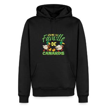J'aime Ma Famille De Canards - Sweat à capuche Premium bio Homme - noir - Devant - Nico (187cm)