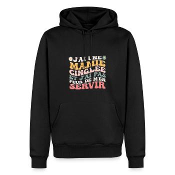 Mamie Petite-Fille Humour - Sweat à capuche Premium bio Homme - noir - Devant - Nico (187cm)