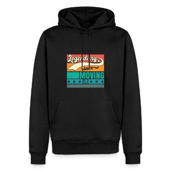 Légendaire depuis son emménagement en | Voisin de quartier - Sweat à capuche Premium bio Homme - noir - Devant - Nico (187cm)