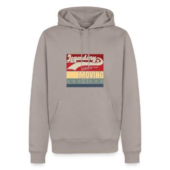 Legendary Since Moving In | Retro Neighborhood - Men’s Premium Organic Hoodie - taupe - Front - Nico (187cm)