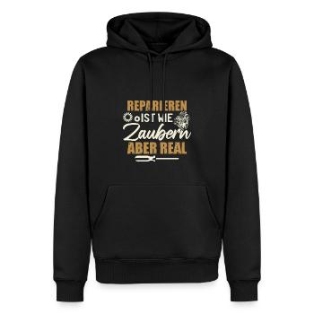 Mechaniker Lustige Auto Sprüche - Männer Premium Bio Hoodie - Schwarz - Vorne - Nico (187cm)