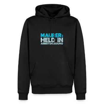 Maurer: Held In Arbeitskleidung - Männer Premium Bio Hoodie - Schwarz - Vorne - Nico (187cm)
