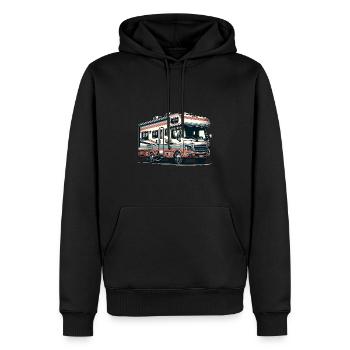 Camping en camping-car - Sweat à capuche Premium bio Homme - noir - Devant - Nico (187cm)