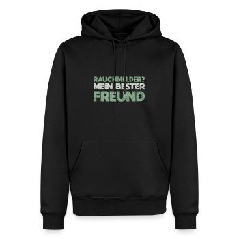 Rauchmelder? Mein Bester Freund - Männer Premium Bio Hoodie - Schwarz - Vorne - Nico (187cm)