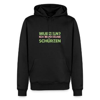 Wurzeln? Ich Bevorzuge Schürzen - Männer Premium Bio Hoodie - Schwarz - Vorne - Nico (187cm)