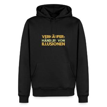 Verkäufer: Händler Von Illusionen - Männer Premium Bio Hoodie - Schwarz - Vorne - Nico (187cm)