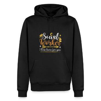 Travail social Sunflower - Sweat à capuche Premium bio Homme - noir - Devant - Nico (187cm)