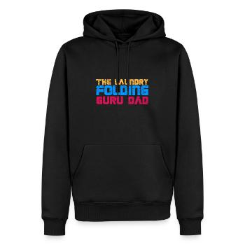 Le papa gourou du pliage de linge - Sweat à capuche Premium bio Homme - noir - Devant - Nico (187cm)