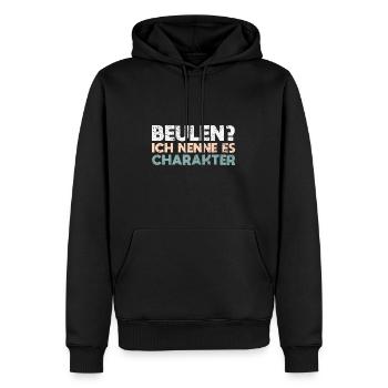 Beulen? Ich Nenne Es Charakter - Männer Premium Bio Hoodie - Schwarz - Vorne - Nico (187cm)