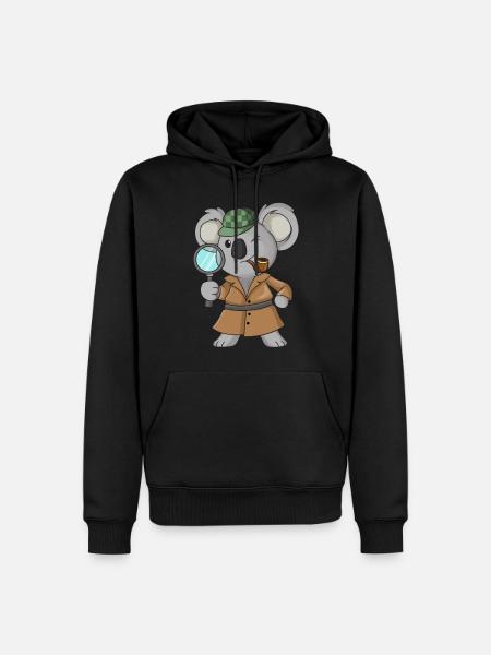 Koala-Detektiv - Männer Premium Bio Hoodie - Schwarz