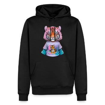Tiger Kind mit Tiger shirt - Männer Premium Bio Hoodie - Schwarz - Vorne - Nico (187cm)
