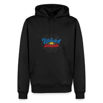 Aufgewachsen auf Sarmale | Rumänisches Essen | Rumänien - Männer Premium Bio Hoodie - Schwarz - Vorne - Nico (187cm)