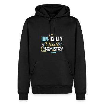 J’enseigne la chimie - Sweat à capuche Premium bio Homme - noir - Devant - Nico (187cm)