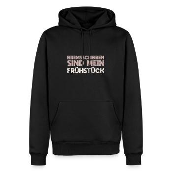 Bremsscheiben Sind Mein Frühstück - Männer Premium Bio Hoodie - Schwarz - Vorne - Nico (187cm)
