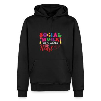 Travail social scolaire Travailleur social - Sweat à capuche Premium bio Homme - noir - Devant - Nico (187cm)