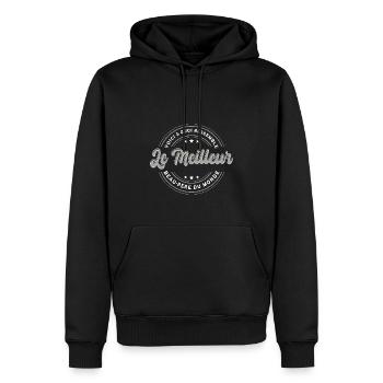 Beau-Pere Cadeau - Sweat à capuche Premium bio Homme - noir - Devant - Nico (187cm)