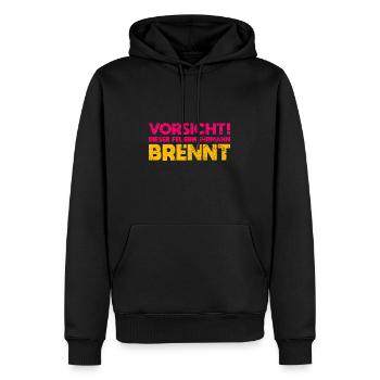 Vorsicht! Dieser Feuerwehrmann Brennt - Männer Premium Bio Hoodie - Schwarz - Vorne - Nico (187cm)