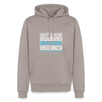 Lustiges Supervisor-Chaos - Männer Premium Bio Hoodie - Taupe - Vorne - Nico (187cm)