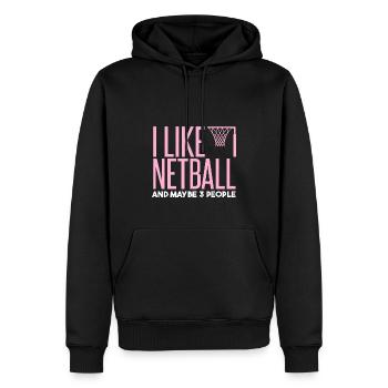 Ich mag Netball und vielleicht 3 Leute - Männer Premium Bio Hoodie - Schwarz - Vorne - Nico (187cm)
