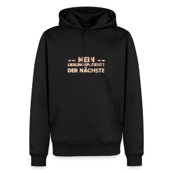 Mein Lieblingspatient? Der Nächste - Männer Premium Bio Hoodie - Schwarz - Vorne - Nico (187cm)