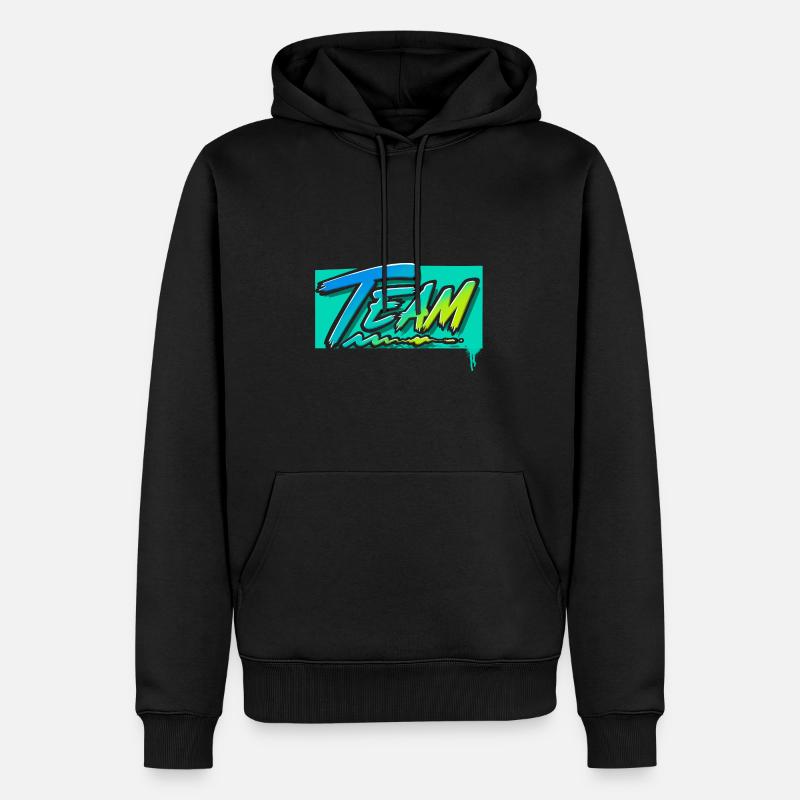 Team - Männer Premium Bio Hoodie - Schwarz