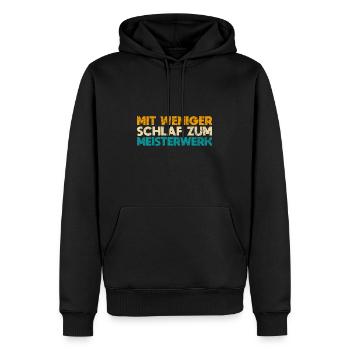 Mit Weniger Schlaf Zum Meisterwerk - Männer Premium Bio Hoodie - Schwarz - Vorne - Nico (187cm)
