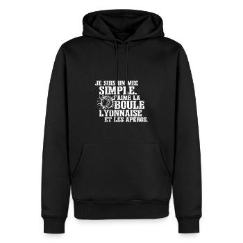 Boule Lyonnaise Bouliste - Sweat à capuche Premium bio Homme - noir - Devant - Nico (187cm)