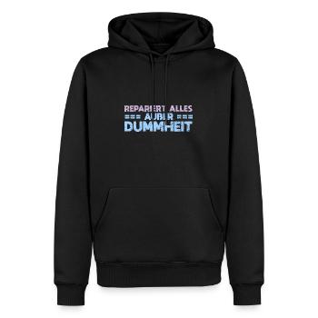 Repariert Alles, Außer Dummheit - Männer Premium Bio Hoodie - Schwarz - Vorne - Nico (187cm)