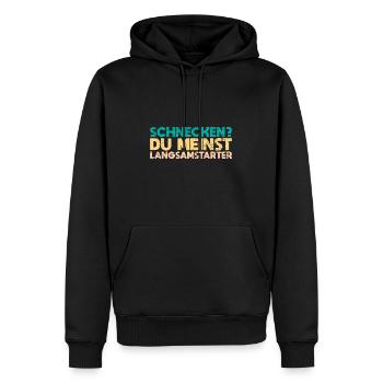 Schnecken? Du Meinst Langsamstarter - Männer Premium Bio Hoodie - Schwarz - Vorne - Nico (187cm)