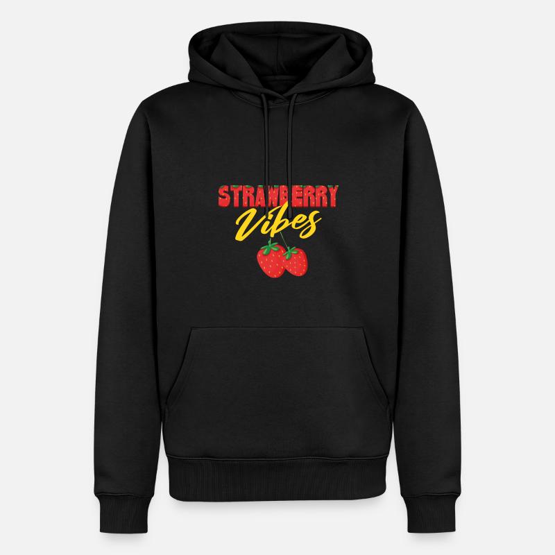 Erdbeer-Vibes - Männer Premium Bio Hoodie - Schwarz