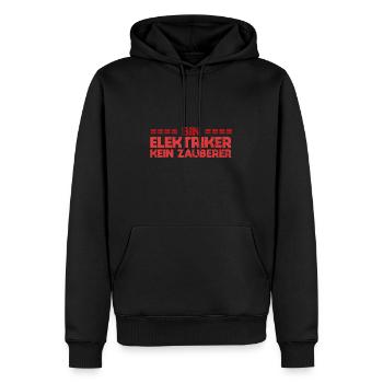 Bin Elektriker, Kein Zauberer - Männer Premium Bio Hoodie - Schwarz - Vorne - Nico (187cm)