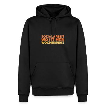 Sozialarbeit - Wo Ist Mein Wochenende? - Männer Premium Bio Hoodie - Schwarz - Vorne - Nico (187cm)