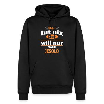 JESOLO - Männer Premium Bio Hoodie - Schwarz - Vorne - Nico (187cm)