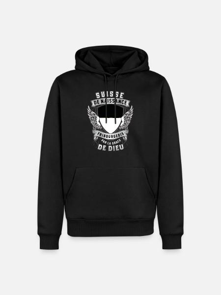 Fribourgeois Grâce de Dieu - Sweat à capuche Premium bio Homme - noir
