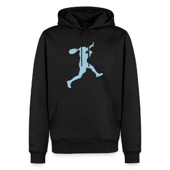 squash raquette player sport2 - Sweat à capuche Premium bio Homme - noir - Devant - Nico (187cm)