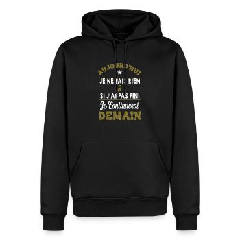 Je ne fais rien humour - Sweat à capuche Premium bio Homme - noir - Devant - Nico (187cm)
