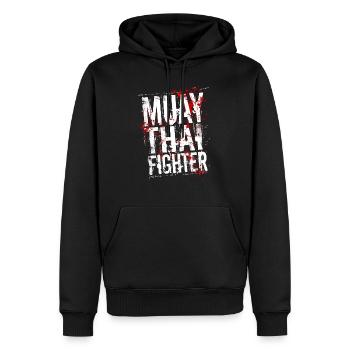 Muay Thai Kämpfer weiß - Männer Premium Bio Hoodie - Schwarz - Vorne - Nico (187cm)