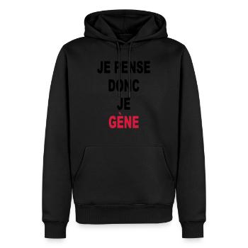 Daher denke ich, ich GENE - Männer Premium Bio Hoodie - Schwarz - Vorne - Nico (187cm)