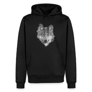 Wolf - Männer Premium Bio Hoodie - Schwarz - Vorne - Nico (187cm)
