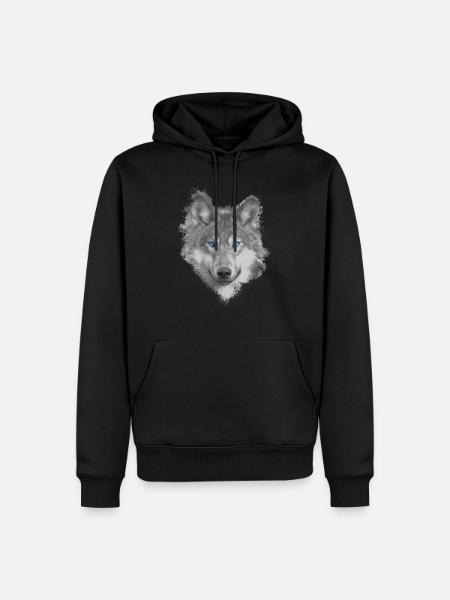 Wolf - Sweat à capuche Premium bio Homme - noir