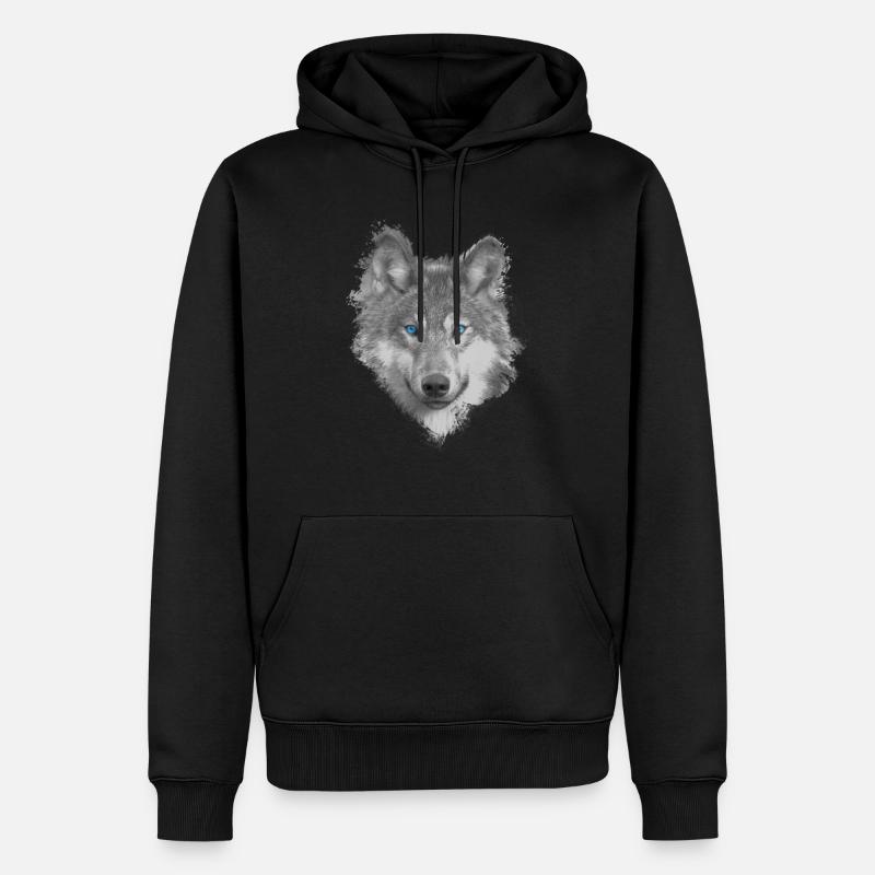 Wolf - Sweat à capuche Premium bio Homme - noir