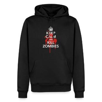keep calm and kill zombies Halloween Blut Krone - Männer Premium Bio Hoodie - Schwarz - Vorne - Nico (187cm)