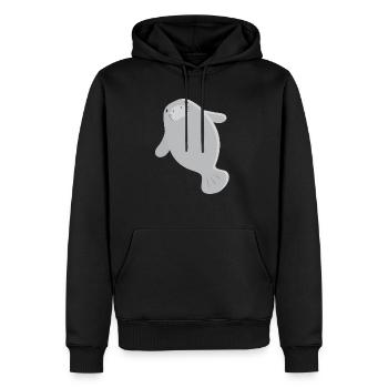 Lamantin gris simple super mignon - Sweat à capuche Premium bio Homme - noir - Devant - Nico (187cm)